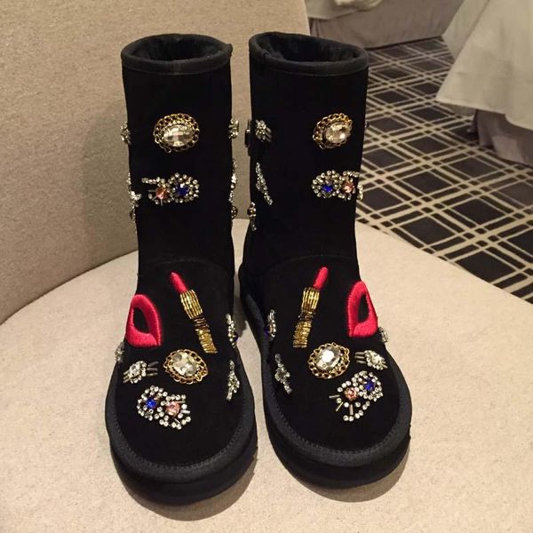 boots winter women's mid-calf black snow flat wool lining warm shoes rhinestones leather b150
boots winter women's mid-calf black snow flat wool lining warm shoes rhinestones leather b150