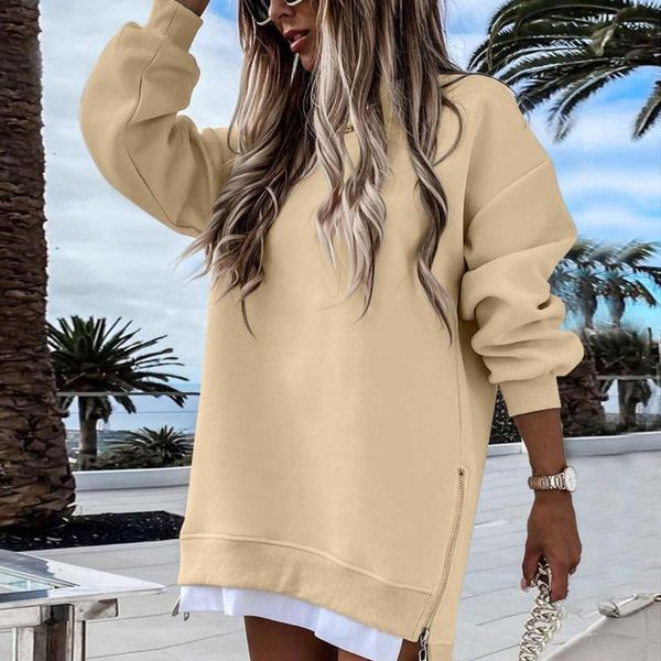 women's hoodies & sweatshirts side zipper women casual fake two piece sweatshirt dress solid color mini long sleeve round neck loose pu, Black
women's hoodies & sweatshirts side zipper women casual fake two piece sweatshirt dress solid color mini long sleeve round neck loose pu, Black
