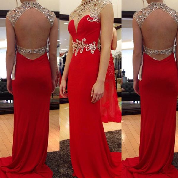 red backless prom dresses major beaded evening dress high neck pleats chiffon long formal gowns, Black
red backless prom dresses major beaded evening dress high neck pleats chiffon long formal gowns, Black