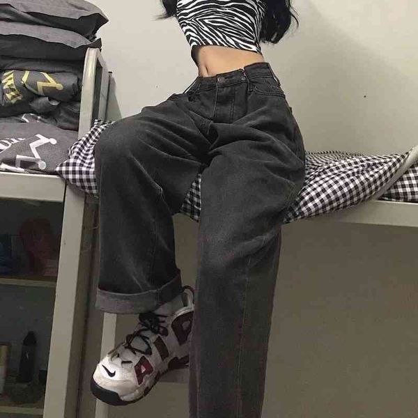 women's jeans vintage streetwear black high waisted ins straight loose pants students all-match wide leg hca3, Blue
women's jeans vintage streetwear black high waisted ins straight loose pants students all-match wide leg hca3, Blue