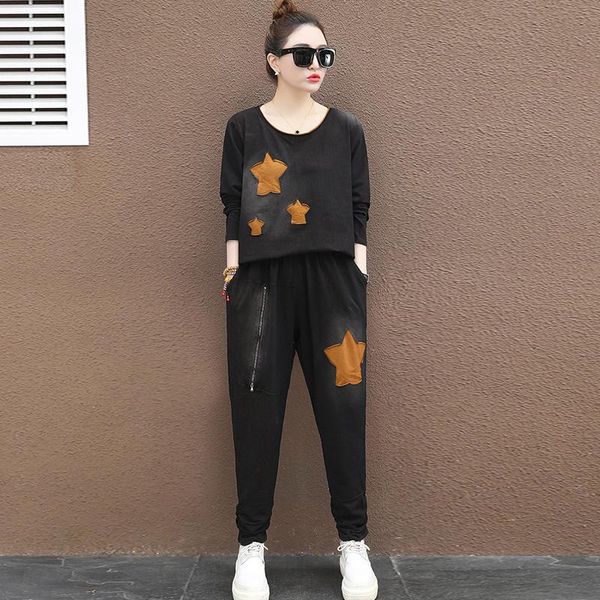 women's two piece pants trendy denim set jeans suit women tracksuit star print sweat lounge wear 2 loose sweatshirt co ord chic, White
women's two piece pants trendy denim set jeans suit women tracksuit star print sweat lounge wear 2 loose sweatshirt co ord chic, White