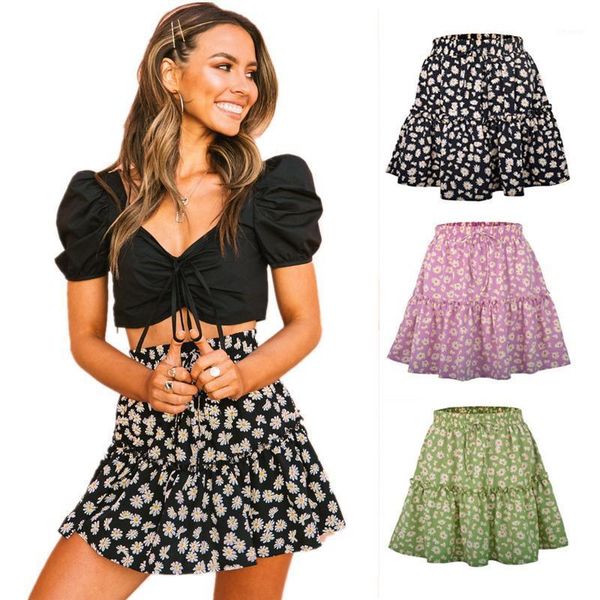 skirts high waist broken flower short skirt daisy print wrinkled women's summer, Black
skirts high waist broken flower short skirt daisy print wrinkled women's summer, Black