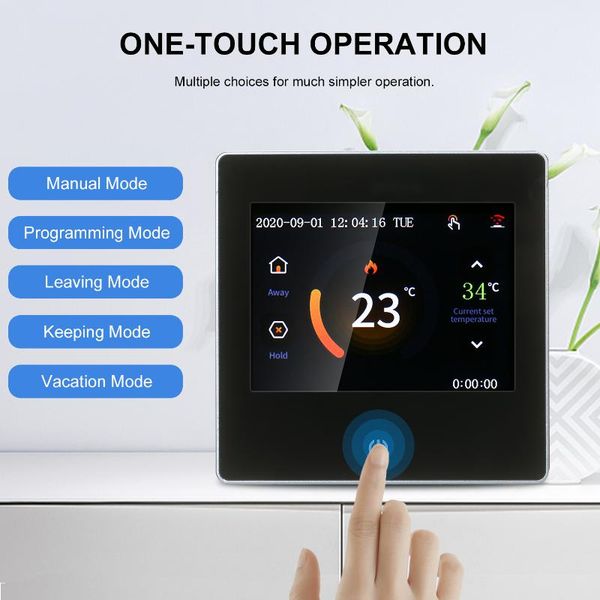 smart home control thermostat lcd touch-screen weekly programmable with wifi electric heating 16a digital temperature controller
smart home control thermostat lcd touch-screen weekly programmable with wifi electric heating 16a digital temperature controller