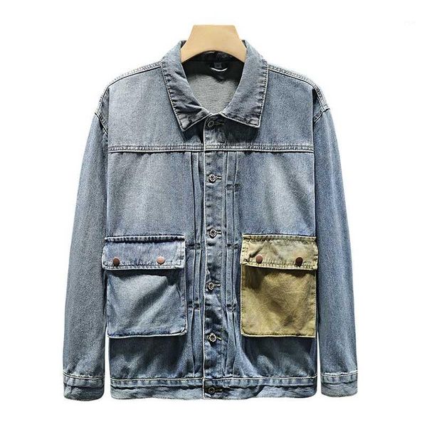 men's jackets mcikkny men cargo casual denim multi pockets loose fit jeans outwear coats patchwork washed, Black;brown
men's jackets mcikkny men cargo casual denim multi pockets loose fit jeans outwear coats patchwork washed, Black;brown