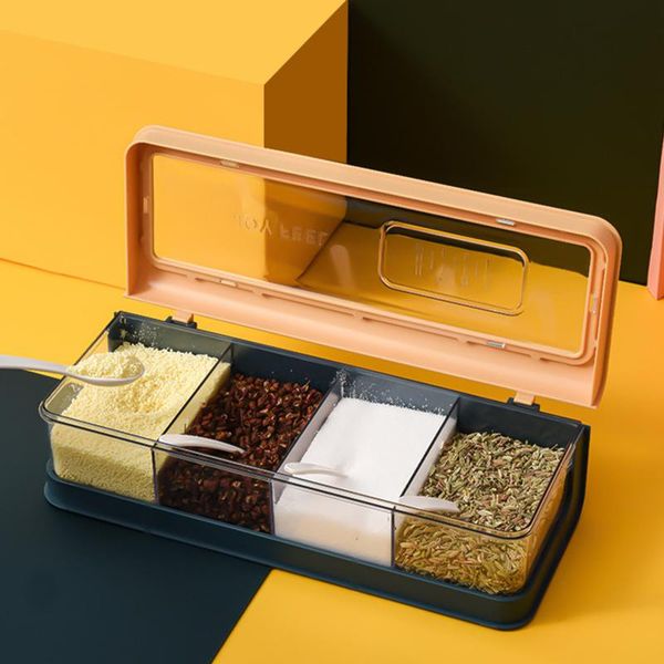 storage bottles & jars 4 grids kitchen organizer boxes spices seasoning jar transparent sugar salt bottle with spoon accessories
storage bottles & jars 4 grids kitchen organizer boxes spices seasoning jar transparent sugar salt bottle with spoon accessories