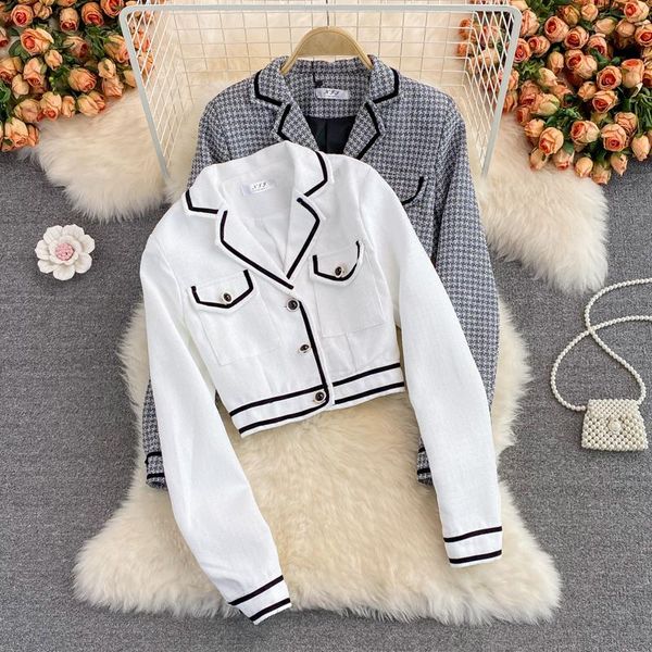 women's jackets suit collar jacket autumn 2021 french ladies temperament short plaid cardigan, Black;brown
women's jackets suit collar jacket autumn 2021 french ladies temperament short plaid cardigan, Black;brown