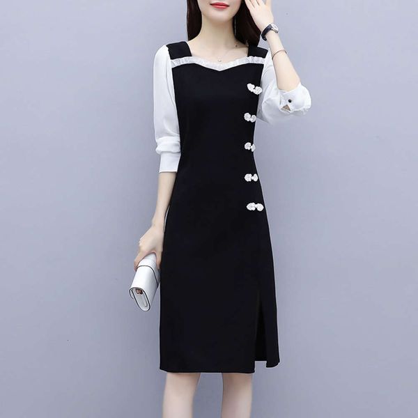 light luxury improved thin chinese 2021 version temperament shows spring new age reducing foreign style fat mm dress, Black;gray
light luxury improved thin chinese 2021 version temperament shows spring new age reducing foreign style fat mm dress, Black;gray