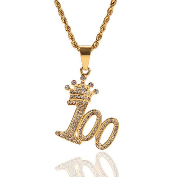 chains stainless steel hip hop men's iced out crown full marks 100 pendant necklace jewelry gift for men women with chain, Silver
chains stainless steel hip hop men's iced out crown full marks 100 pendant necklace jewelry gift for men women with chain, Silver