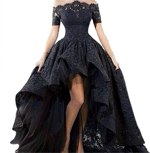 2021 new off the shoulder asymmetrical prom lace short sleeve evening high low mother wedding party gown maxi cbcp, Black;red
2021 new off the shoulder asymmetrical prom lace short sleeve evening high low mother wedding party gown maxi cbcp, Black;red