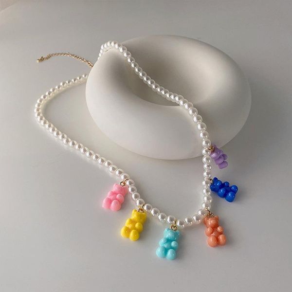 pendant necklaces simulation pearl beaded necklace korean candy colour cartoon bear for women ladies fashion cute accessories, Silver
pendant necklaces simulation pearl beaded necklace korean candy colour cartoon bear for women ladies fashion cute accessories, Silver
