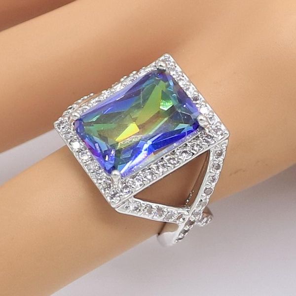 cluster rings geometric blue rainbow zircon white gold color ring for women bridal party jewelry birthday gift, Golden;silver
cluster rings geometric blue rainbow zircon white gold color ring for women bridal party jewelry birthday gift, Golden;silver