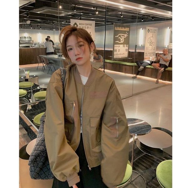 women's jackets casual jacket coat spring and autumn all-matching 2021 loose american retro baseball uniform short clothes, Black;brown
women's jackets casual jacket coat spring and autumn all-matching 2021 loose american retro baseball uniform short clothes, Black;brown