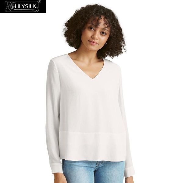 women's blouses & shirts lilysilk silk blouse elegant v neck long sleeve women ladies, White
women's blouses & shirts lilysilk silk blouse elegant v neck long sleeve women ladies, White