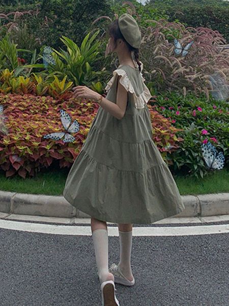 korean fashion2021 new skirt summer loose pretty anti-aging student slimming doll necklace fresh kawaii dress 620u, Black;gray
korean fashion2021 new skirt summer loose pretty anti-aging student slimming doll necklace fresh kawaii dress 620u, Black;gray