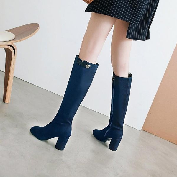 boots big size fashion of women's with round head and leg middle barrel high heel side zipper belt buckle, Black
boots big size fashion of women's with round head and leg middle barrel high heel side zipper belt buckle, Black