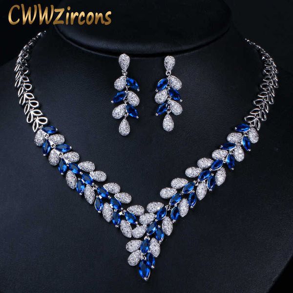 luxury white gold color royal blue cz stone wedding necklace earrings jewelry sets bridal dress accessories t315 210714, Silver
luxury white gold color royal blue cz stone wedding necklace earrings jewelry sets bridal dress accessories t315 210714, Silver
