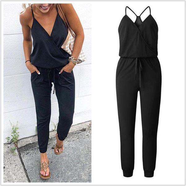 strap v neck women rompers sleeveless sash pocket summer solid color casual slim romper streetwear elegant overalls female, Black;white
strap v neck women rompers sleeveless sash pocket summer solid color casual slim romper streetwear elegant overalls female, Black;white