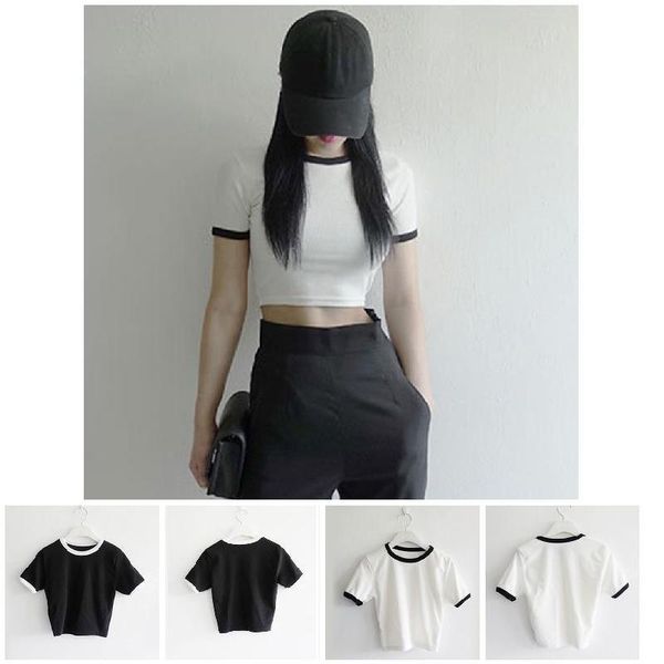 gym clothing women summer crop skinny slim fit short sleeves round neck pullover t-shirts lmh66, White;black
gym clothing women summer crop skinny slim fit short sleeves round neck pullover t-shirts lmh66, White;black