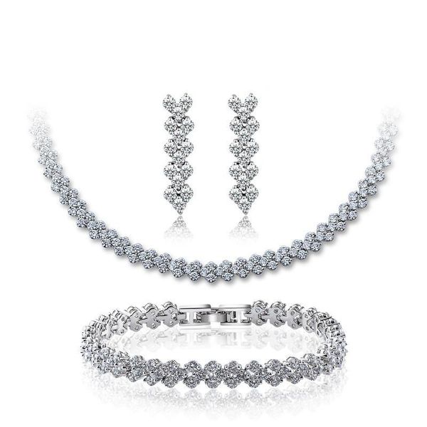 earrings & necklace 3pcs/set women fashion white stone jewelry sets vintage roman necklace/earrings/bracelet gold filled cz wedding set, Silver
earrings & necklace 3pcs/set women fashion white stone jewelry sets vintage roman necklace/earrings/bracelet gold filled cz wedding set, Silver