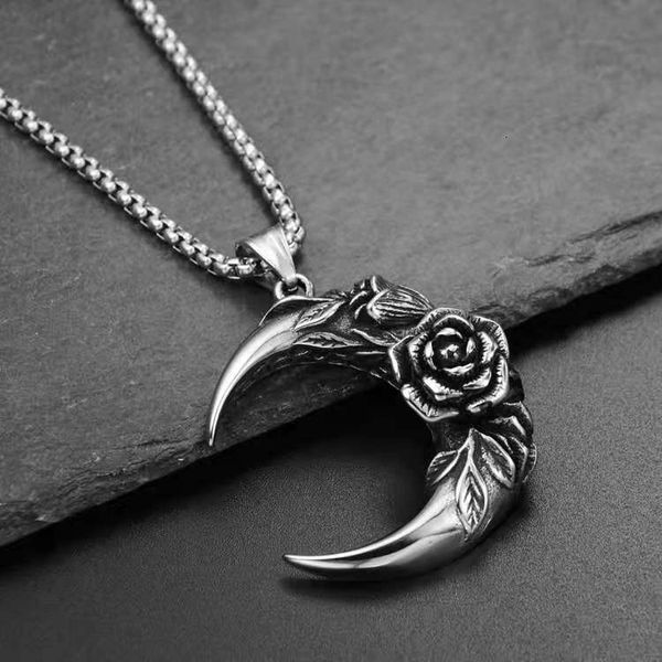 necklace titanium steel men's nightclub bar hip hop rock trendsetter stainless jewelry moon rose pendant, Silver
necklace titanium steel men's nightclub bar hip hop rock trendsetter stainless jewelry moon rose pendant, Silver