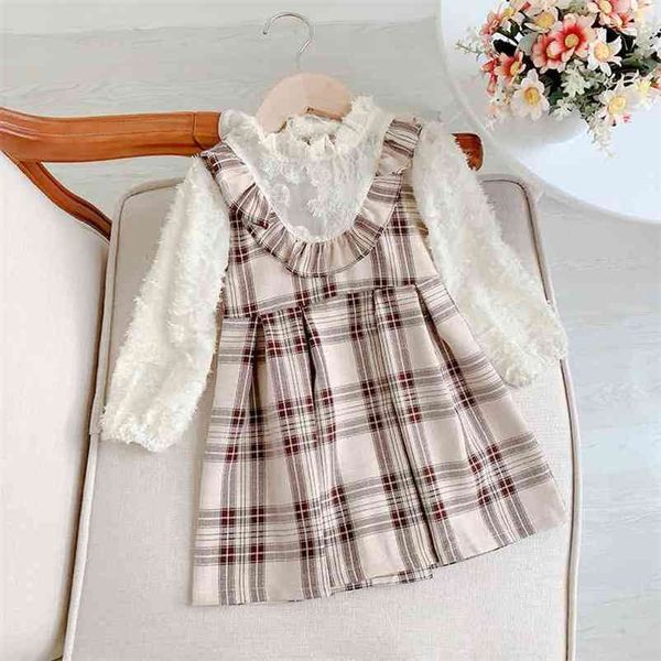 spring children clothes fashion korean long sleeve princess dress lace plaid party birthday little girls costume fall vestidos 210715, Red;yellow
spring children clothes fashion korean long sleeve princess dress lace plaid party birthday little girls costume fall vestidos 210715, Red;yellow