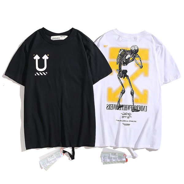 short trendy off arrstyle skull sleeve t-shirt style round neck men and women lovers european large loose bottomed shirt, White;black
short trendy off arrstyle skull sleeve t-shirt style round neck men and women lovers european large loose bottomed shirt, White;black