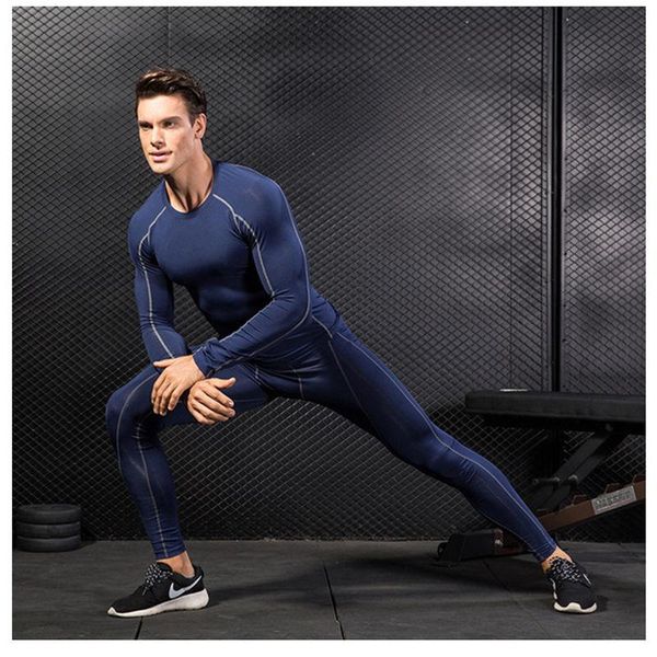 men's tracksuits winter thermal suits quick dry tight underwear leggings long sleeve compression high wicking clothing set, Gray 
men's tracksuits winter thermal suits quick dry tight underwear leggings long sleeve compression high wicking clothing set, Gray