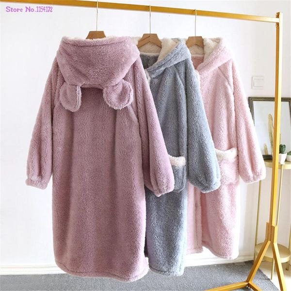 women's sleepwear flannel bathrobe robe long femme pajamas winter thicken warm sleeping sweet cute hooded pyjamas, Black;red
women's sleepwear flannel bathrobe robe long femme pajamas winter thicken warm sleeping sweet cute hooded pyjamas, Black;red