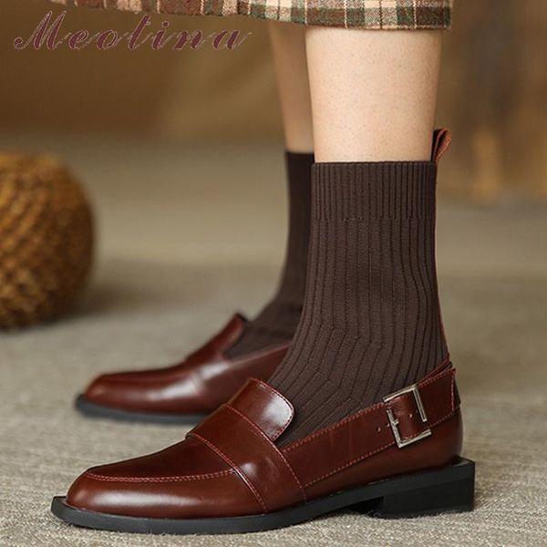 boots meotina women genuine leather sock fashion flat shoes buckle square toe ladies cow autumn brown, Black
boots meotina women genuine leather sock fashion flat shoes buckle square toe ladies cow autumn brown, Black