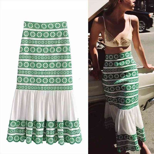 za green embroidered long summer women skirt high waist fashion ruffle midi ladies, Black
za green embroidered long summer women skirt high waist fashion ruffle midi ladies, Black