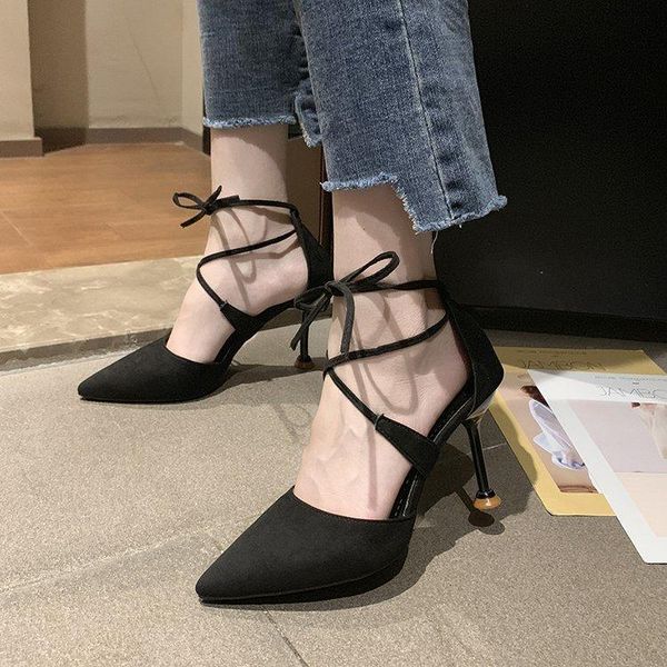 dress shoes spring cross lace-up high heels black wild pointed pumps thin heel flock womens elegant single wedding shoe
dress shoes spring cross lace-up high heels black wild pointed pumps thin heel flock womens elegant single wedding shoe