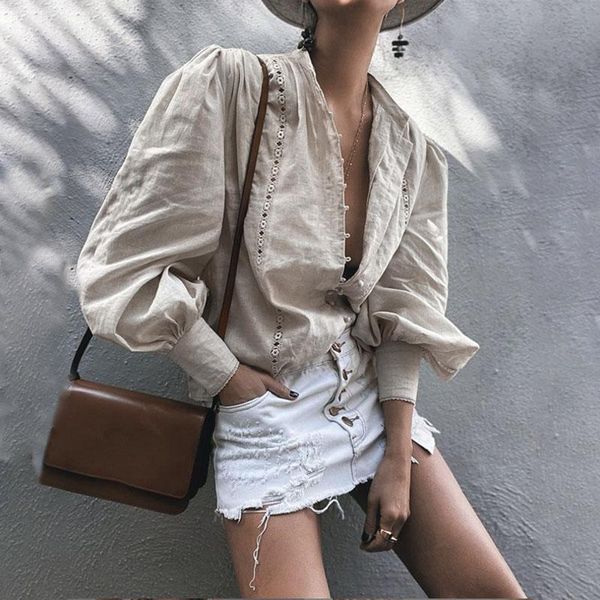 women's blouses & shirts s 5xl 2021 spring pearl button zanzea fashion solid blouse women long sleeve hollow out tunic blusas chemise, White
women's blouses & shirts s 5xl 2021 spring pearl button zanzea fashion solid blouse women long sleeve hollow out tunic blusas chemise, White