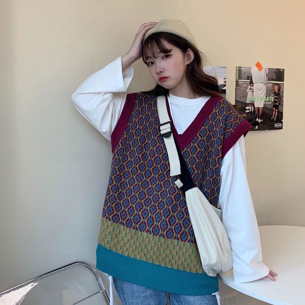 2021 new loose retro houndstooth contrast color v-neck bottoming knitted vest sweater women fashion commuter zaqt, White;black
2021 new loose retro houndstooth contrast color v-neck bottoming knitted vest sweater women fashion commuter zaqt, White;black