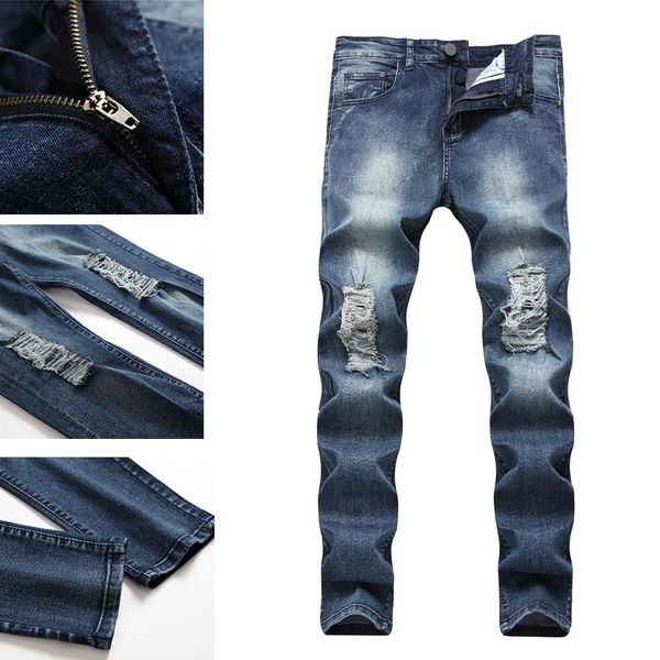 men ripped slim-fit trousers casual pants thin stretch overalls straight jeans men fashion trend all-match pants, Blue
men ripped slim-fit trousers casual pants thin stretch overalls straight jeans men fashion trend all-match pants, Blue