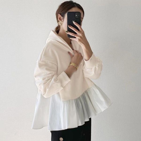 women's hoodies & sweatshirts patchwork ruffled hem sweatshirt korean loose streetwear style harajuku oversiz casual fold hooded pullov, Black
women's hoodies & sweatshirts patchwork ruffled hem sweatshirt korean loose streetwear style harajuku oversiz casual fold hooded pullov, Black