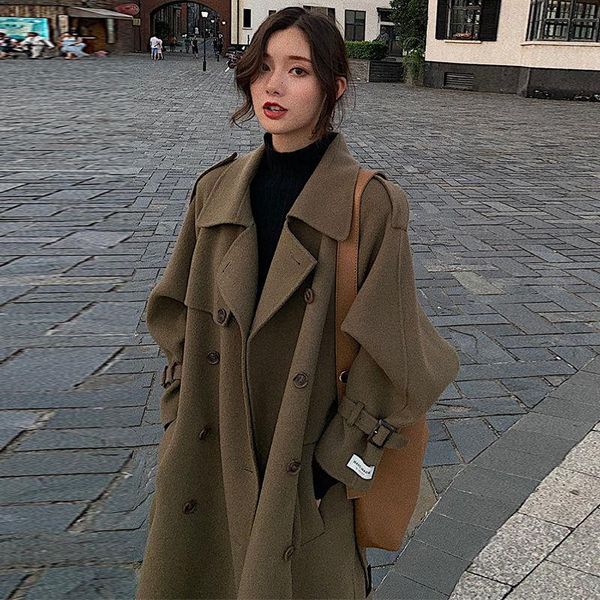 women's wool & blends women winter korean style loose coat wide lapel pocket blend female oversize long outwear w789, Black
women's wool & blends women winter korean style loose coat wide lapel pocket blend female oversize long outwear w789, Black