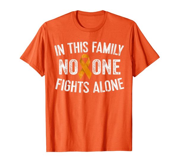 in this family no one fights alone shirt orange ribbon gift, White;black
