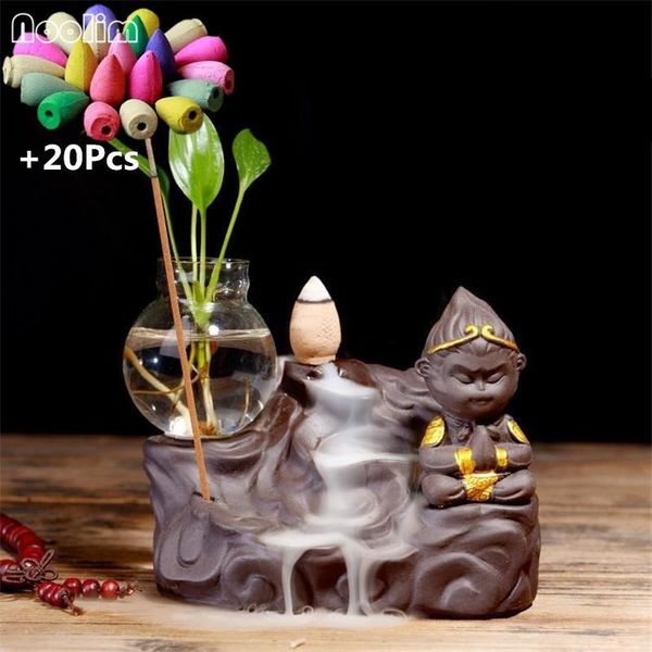 fragrance lamps ceramic monkey king hydroponics glass vase backflow incense burner home decor crafts ornament holder +20pcs cones
fragrance lamps ceramic monkey king hydroponics glass vase backflow incense burner home decor crafts ornament holder +20pcs cones