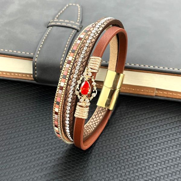 charm bracelets fashion women bracelet colorful red gems gold crown braided leather stainless steel magnetic clasp female jewelry gift, Golden;silver
charm bracelets fashion women bracelet colorful red gems gold crown braided leather stainless steel magnetic clasp female jewelry gift, Golden;silver