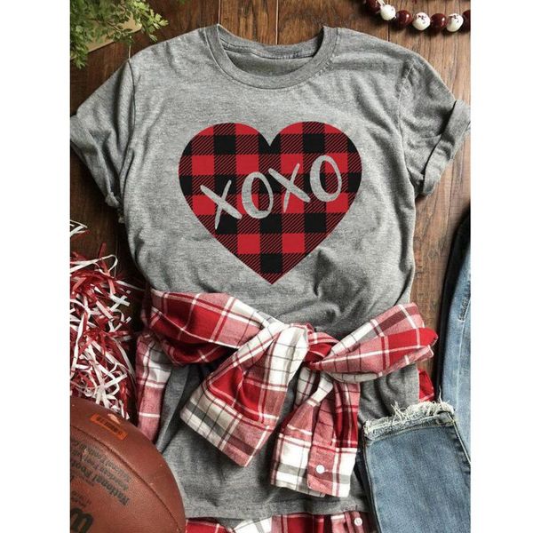 women's t-shirt funny graphic valentines tees valentine plaid splicing xoxo heart colored cute women valentine's day gift tshirt, White
women's t-shirt funny graphic valentines tees valentine plaid splicing xoxo heart colored cute women valentine's day gift tshirt, White