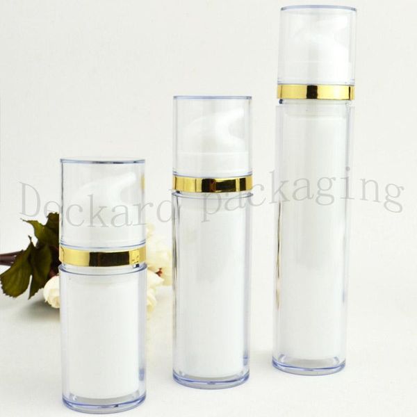 white airless lotion cream pump plastic container,travel cosmetic skin care cosmetic bottle airless dispenser gold/sliver strip
white airless lotion cream pump plastic container,travel cosmetic skin care cosmetic bottle airless dispenser gold/sliver strip