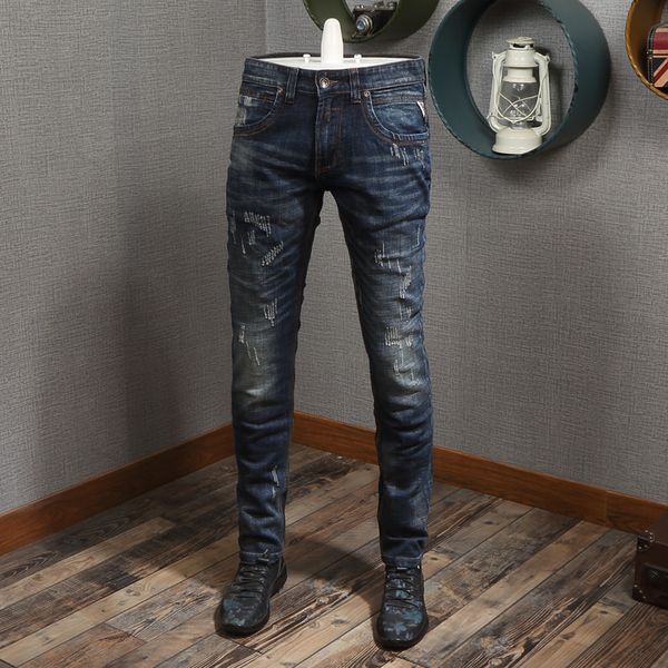 2021 new fashion streetwear retro wash dark blue slim fit elastic ripped men baggy pants italian vintage designer jeans sj7u
2021 new fashion streetwear retro wash dark blue slim fit elastic ripped men baggy pants italian vintage designer jeans sj7u