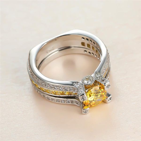 wedding rings luxury female yellow crystal stone ring silver color big engagement for women charm round zircon set, Slivery;golden
wedding rings luxury female yellow crystal stone ring silver color big engagement for women charm round zircon set, Slivery;golden