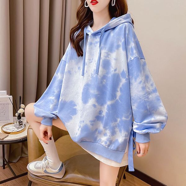 2021 autumn korean fake two tie dyed thin hooded sweater female student leisure long sleeve coat, Black
2021 autumn korean fake two tie dyed thin hooded sweater female student leisure long sleeve coat, Black
