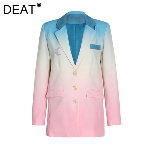 women's suits & blazers deat woman blazer pink gradient moon notched collar long sleeve single breasted high street style jacket 2021 s, White;black
women's suits & blazers deat woman blazer pink gradient moon notched collar long sleeve single breasted high street style jacket 2021 s, White;black
