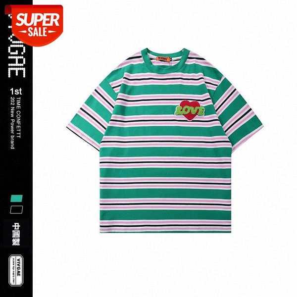 vivgae striped short-sleeved t-shirt male hong kong style love letter flocking casual loose five-point sleeve #kq22, White;black
vivgae striped short-sleeved t-shirt male hong kong style love letter flocking casual loose five-point sleeve #kq22, White;black