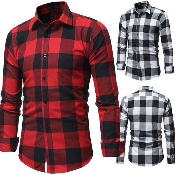 men's casual shirts 2021 winter flannel plaid long sleeved shirt men camisa masculina cotton single breasted, White;black
men's casual shirts 2021 winter flannel plaid long sleeved shirt men camisa masculina cotton single breasted, White;black