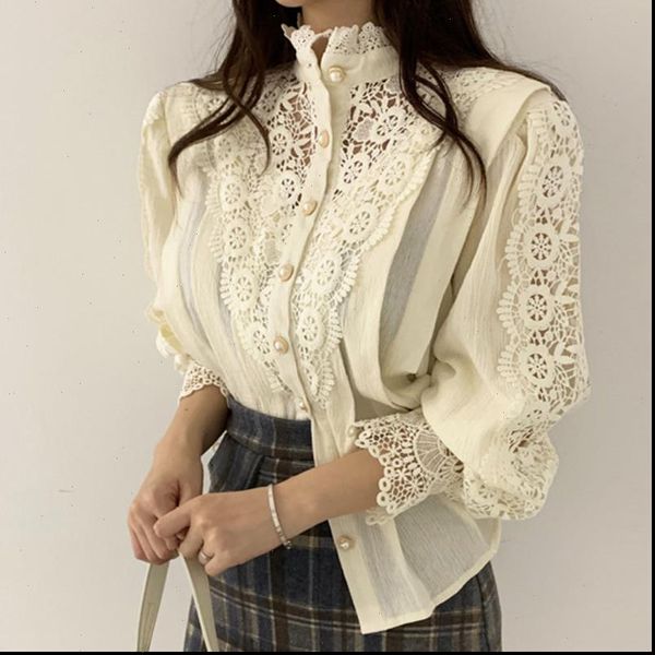 elegant vintage hollow out women blouses pearl buttons single breasted lace female shirts long sleeved ladies wear shirts, White
elegant vintage hollow out women blouses pearl buttons single breasted lace female shirts long sleeved ladies wear shirts, White