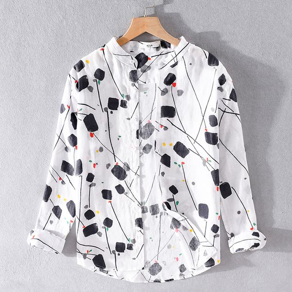 2021 new pure linen stand collar long-sleeved summer brand casual shirts for men fashion loose shirt mens comfortable camisa zijg, White;black
2021 new pure linen stand collar long-sleeved summer brand casual shirts for men fashion loose shirt mens comfortable camisa zijg, White;black