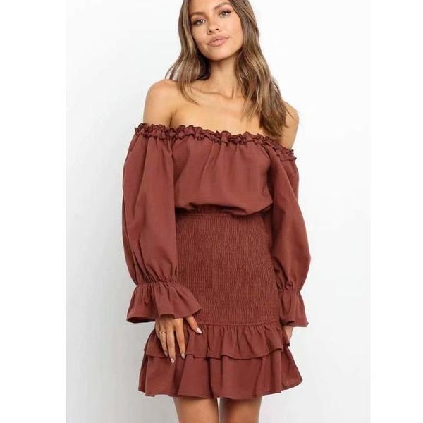 casual dresses elegant ruffles long sleeve chiffon for women 2021 spring autumn off shoulder mini dress vestido, Black;gray
casual dresses elegant ruffles long sleeve chiffon for women 2021 spring autumn off shoulder mini dress vestido, Black;gray
